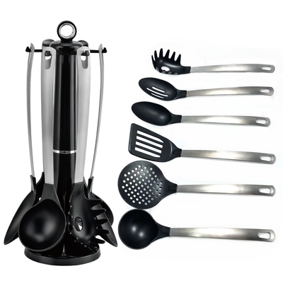 7PCS utensili da cucina in nylon non appiccicosi con maniglia in acciaio inox