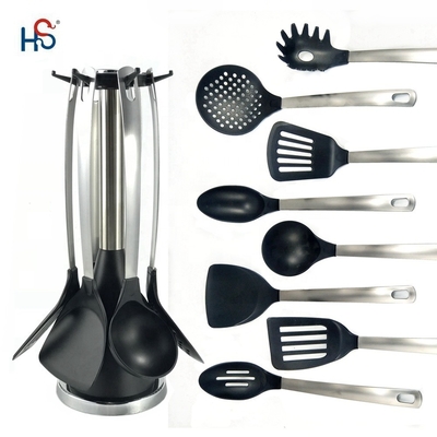 7PCS utensili da cucina in nylon non appiccicosi con maniglia in acciaio inox