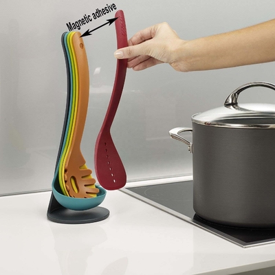 Nonstick Cooking Made Stile 5 pezzi Compatto utensili da nidificazione Set in colori vivaci