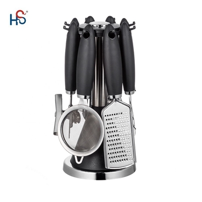 Set di gadget da cucina in acciaio inossidabile per utensili da cucina sostenibili e maniglia TPR