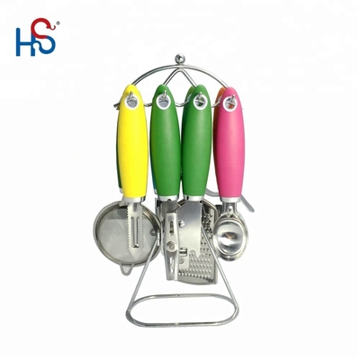 Set di gadget da cucina in acciaio inossidabile per utensili da cucina sostenibili e maniglia TPR