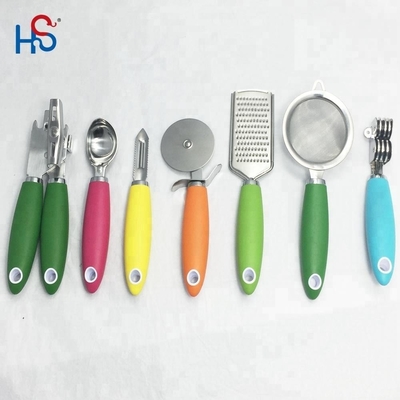 Set di gadget da cucina in acciaio inossidabile per utensili da cucina sostenibili e maniglia TPR
