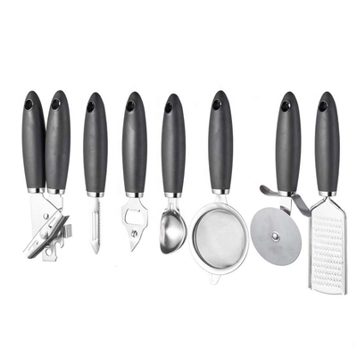 Set di gadget da cucina in acciaio inossidabile per utensili da cucina sostenibili e maniglia TPR