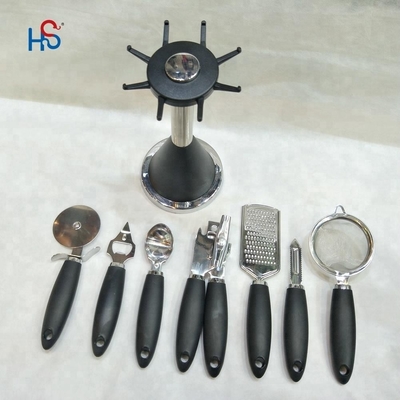 Set di gadget da cucina in acciaio inossidabile per utensili da cucina sostenibili e maniglia TPR