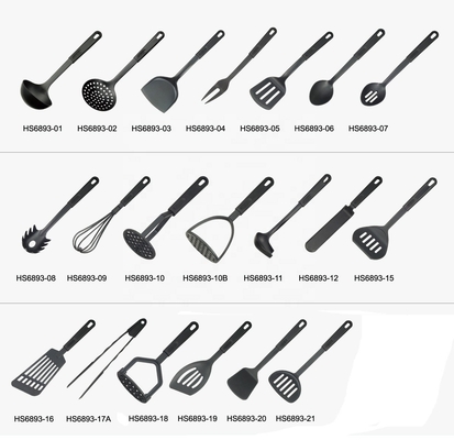Set di attrezzi da cucina in nylon colorato per utensili da cucina resistente al calore fino a 210C