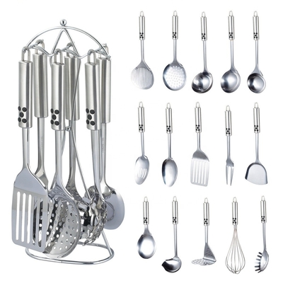 7 pezzi utensili sostenibili in acciaio inossidabile metallo silicone utensili da cucina e utensili set