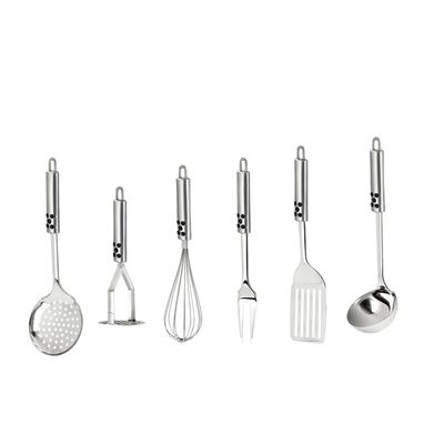 7 pezzi utensili sostenibili in acciaio inossidabile metallo silicone utensili da cucina e utensili set