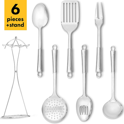 Set di utensili da cucina in acciaio inossidabile a 7 pezzi sostenibile per specifiche ODM o OEM