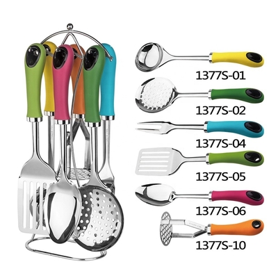 Accessori di cucina sostenibili 2024 utensili in materiale TPR impostati con acciaio inossidabile