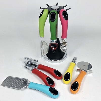 Set di utensili in acciaio inossidabile da 7 pezzi con maniglia TPR
