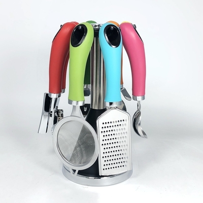 Set di utensili in acciaio inossidabile da 7 pezzi con maniglia TPR