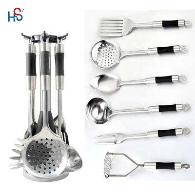Set di utensili in acciaio inossidabile per la zuppa da cucina, la cucchiaia, lo skimmer, il turner, la spatola, il cucchiaio di riso