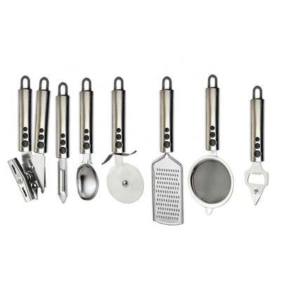 Set di utensili da cucina con logo di stampa in seta 201/410 Strumenti da cucina in acciaio inossidabile