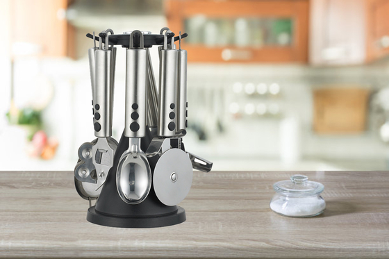 Set di utensili da cucina con logo di stampa in seta 201/410 Strumenti da cucina in acciaio inossidabile