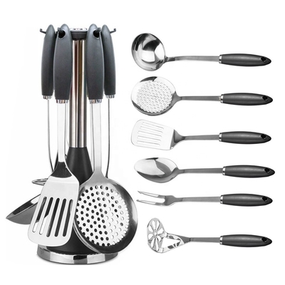 TPR manico di plastica 7 pezzi utensili da cucina in acciaio inossidabile set per tutti gli utensili da cucina