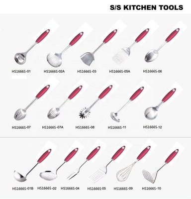 TPR manico di plastica 7 pezzi utensili da cucina in acciaio inossidabile set per tutti gli utensili da cucina