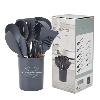 Stampa in seta o logo con graffiti 12 PCS utensili da cucina in silicone con porta plastica