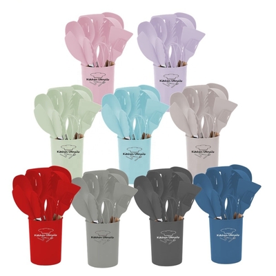 Stampa in seta o logo con graffiti 12 PCS utensili da cucina in silicone con porta plastica