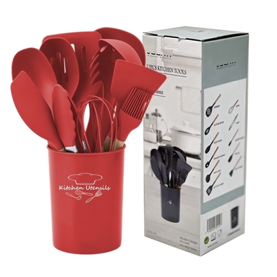 Strumenti da cucina antiaderente 12pcs Silicio utensili da cucina Set con secchio e maniglia di legno