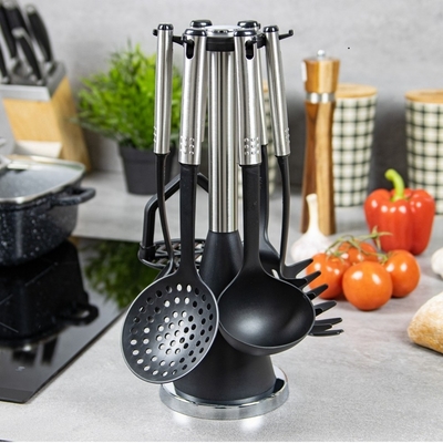 Set di utensili da cucina in acciaio inossidabile con maniglia resistente al calore fino a 210 °C