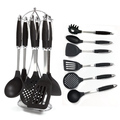 Non appiccicoso 7 Pcs Nylon utensili da cucina Set solido e durevole per cucina ecologica