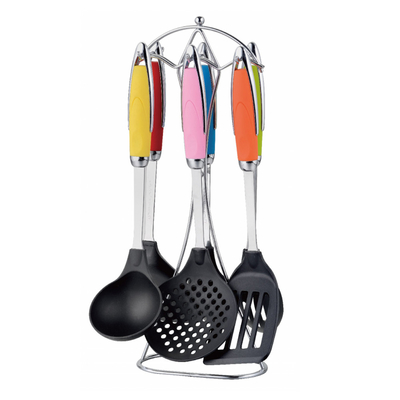 Non appiccicoso 7 Pcs Nylon utensili da cucina Set solido e durevole per cucina ecologica