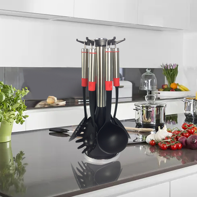 Logo stampato utensili da cucina set 7 pezzi utensili resistenti al calore per cucina versatile