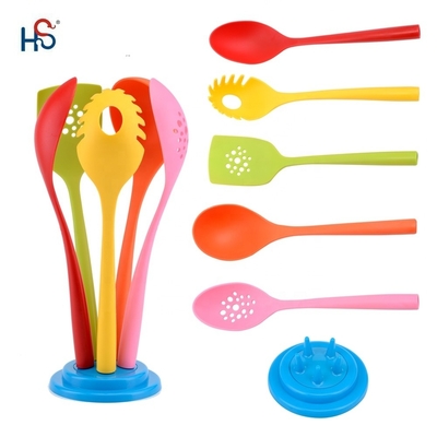 Set di utensili da cucina da stampa in seta utensili da cucina in nylon duraturi da 8 pezzi