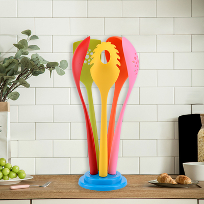 Set di utensili da cucina da stampa in seta utensili da cucina in nylon duraturi da 8 pezzi