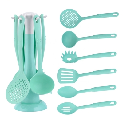 Strumenti da cucina sostenibili Set 7 pezzi Strumenti in nylon per utensili da cucina non appiccicosi Blu