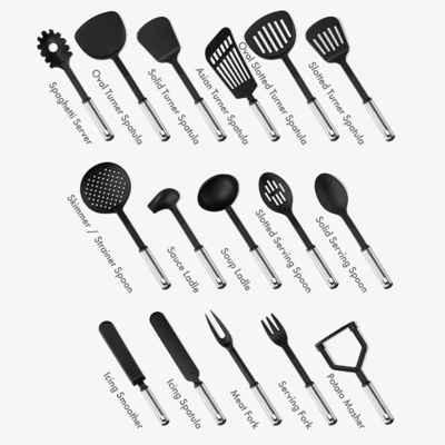 Set di utensili da cucina in nylon da 7 pezzi Accessori da cucina per cucinare senza sforzo